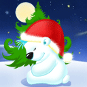 北极熊卡通qq表情-圣诞帽