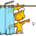 长颈鹿但丁qq表情-洗澡